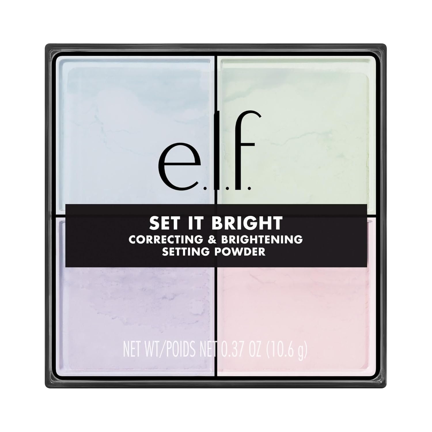e.l.f. Set it Bright Powder Quad, Brightening Loose Setting Powder, Bakes, Blurs & Sets for Soft-Matte Radiance, Velvet Puff Included, Vegan & Cruelty-Free, Light