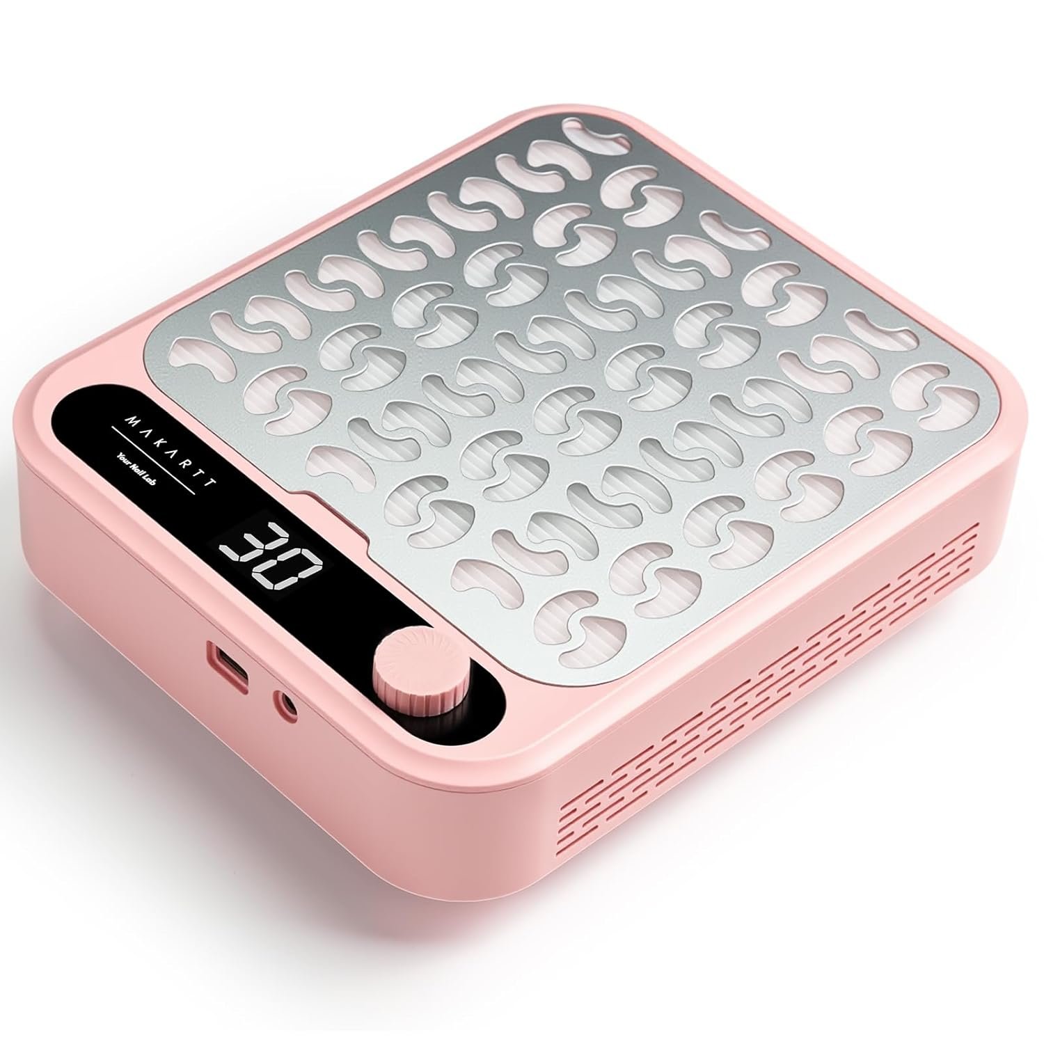 Makartt Nail Dust Collector – Professional Powerful Suction Larina Vacuum Fan Dust Cleaner with LED Display, Adjustable Speed, Reusable Filter for Acrylic Nails Polishing Manicure Salon Home Pink