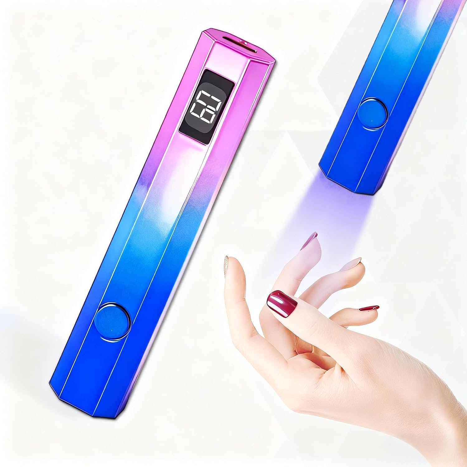 Kylara Handheld UV Light for Gel Nails–Mini Rechargeable Flash Cure Lamp with LED Display & 20s/60s Timer,Fast Curing for Gel X and 3D Nail Art,Portable Nail Dryer for Home Salon Use