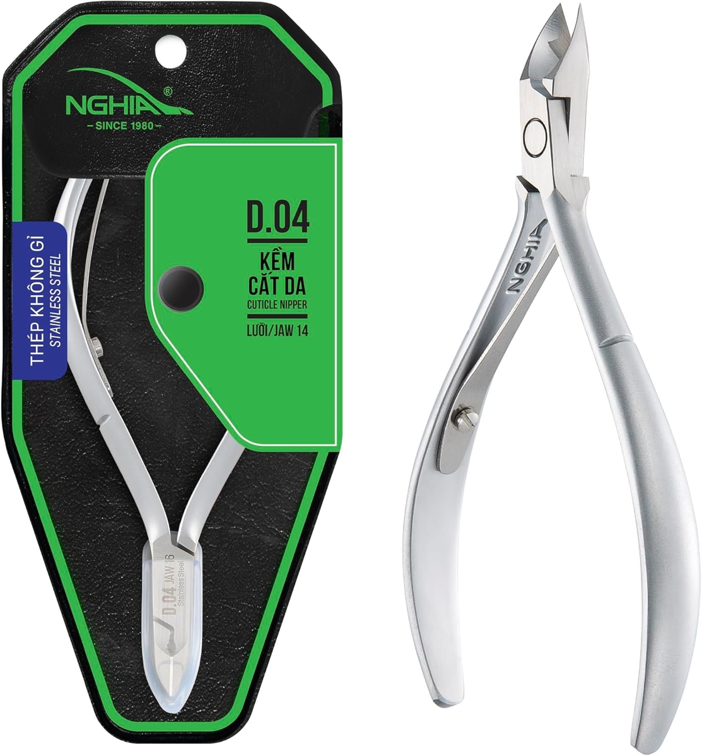 NGHIA Cuticle Nipper – D-04 JAW 14 | Stainless Steel | Durable and Sharp | Ergonomic Design | Grey Plated | Ideal for Salons and Home Use
