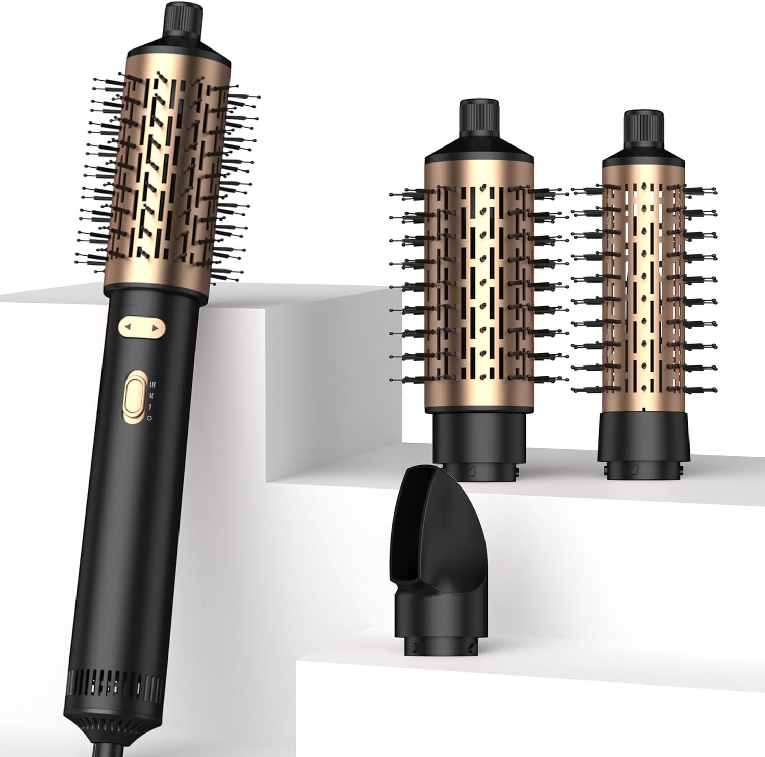 Rotating Hair Dryer Brush Spinning with Detachable Brush(2″ & 1.5″),3 Heats and 2 Speeds Rotating Hot Air Brush for Curling,Straight,Drying