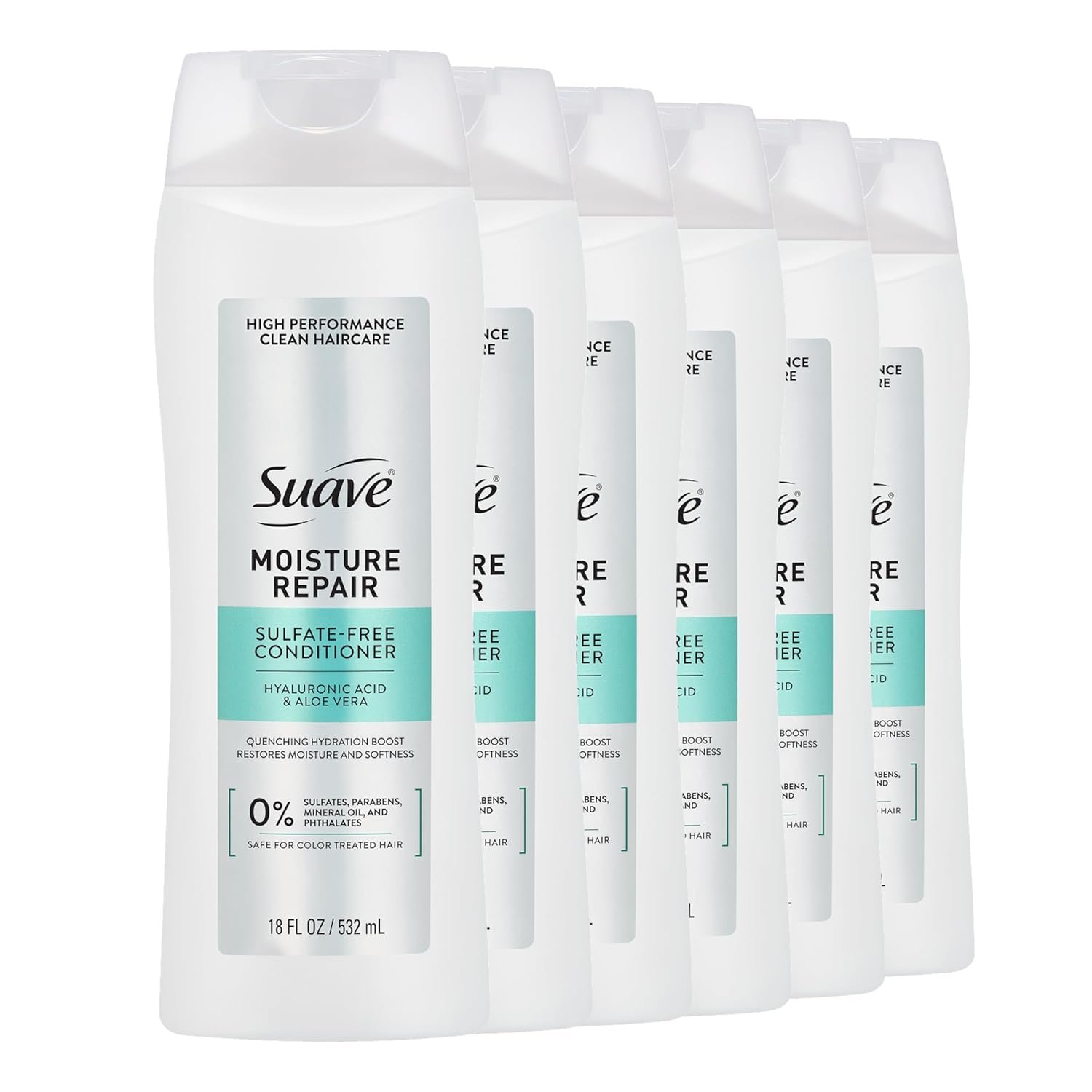 Suave Moisture Repair Conditioner, Sulfate-free, for restored moisture with every wash, safe for color treated hair, 12.6 oz Pack of 6