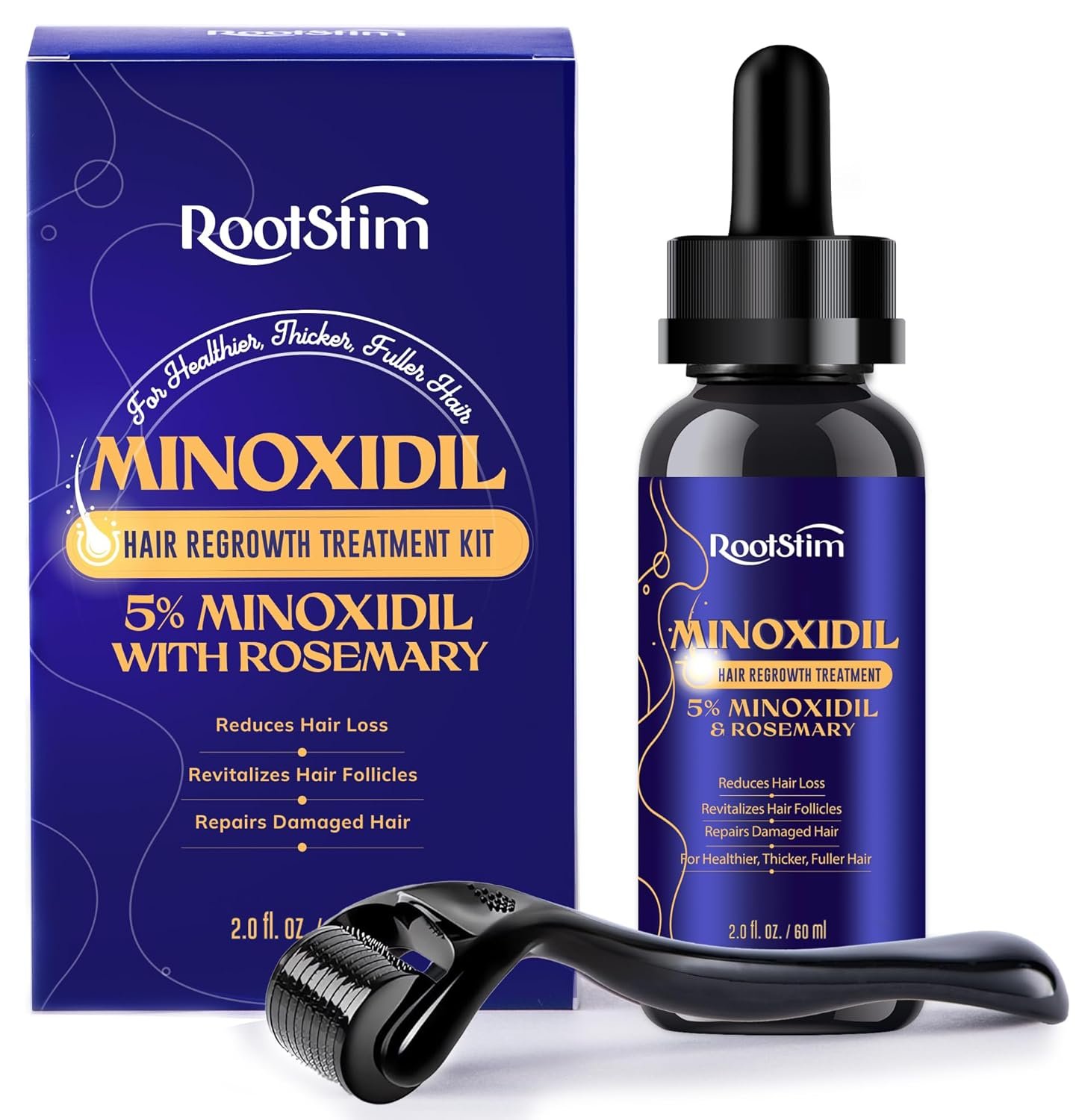Women’s 5% Minoxidil Kit for Hair Growth: RootStim Extra Strength Minoxidil with Rosemary & Biotin for Thinning Hair Regrowth and Fuller Hair 2 Fl Oz