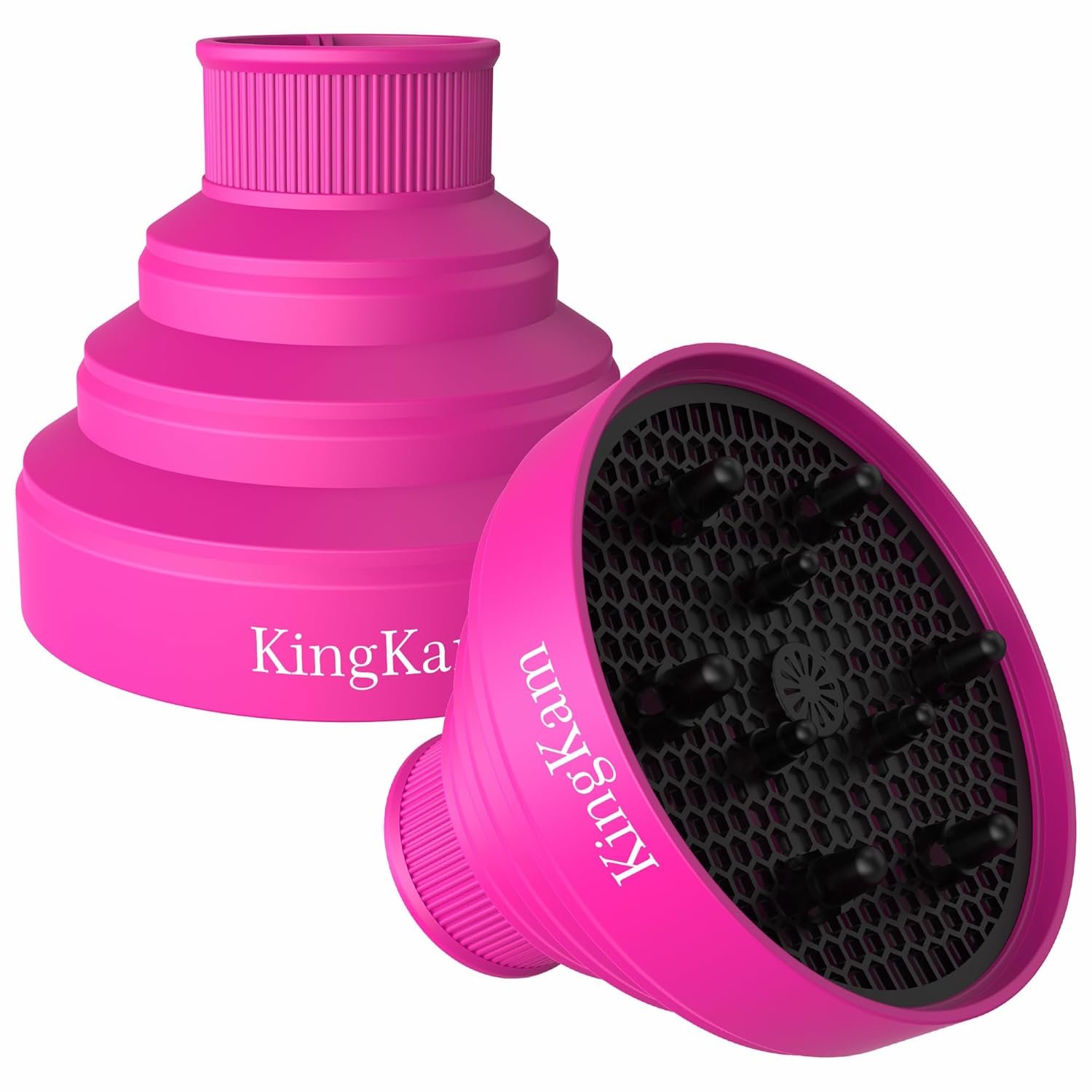 Collapsible Silicone Hair Dryer Diffuser – Travel and Easy Storage – Fit Most Hair Dryers with Nozzle Diameter D-1.575Inch to 1.968 Inch (4-5cm) – Pink