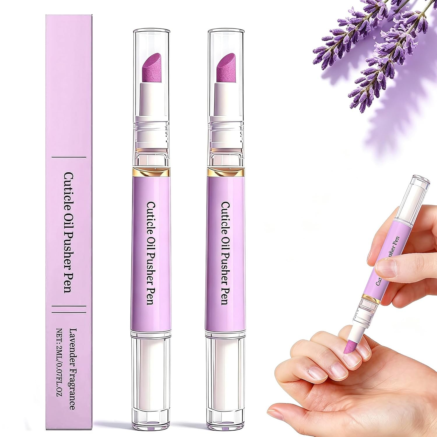 2 Pcs 2-in-1 Cuticle Oil Pusher Pen – 2026 New Ceramic Cuticle Pen,No Leak Travel Size Cuticle Pusher Pen With Oil,Moisturizing And Brightening Instant Keratin Removal Tool For Dry Damaged Nails