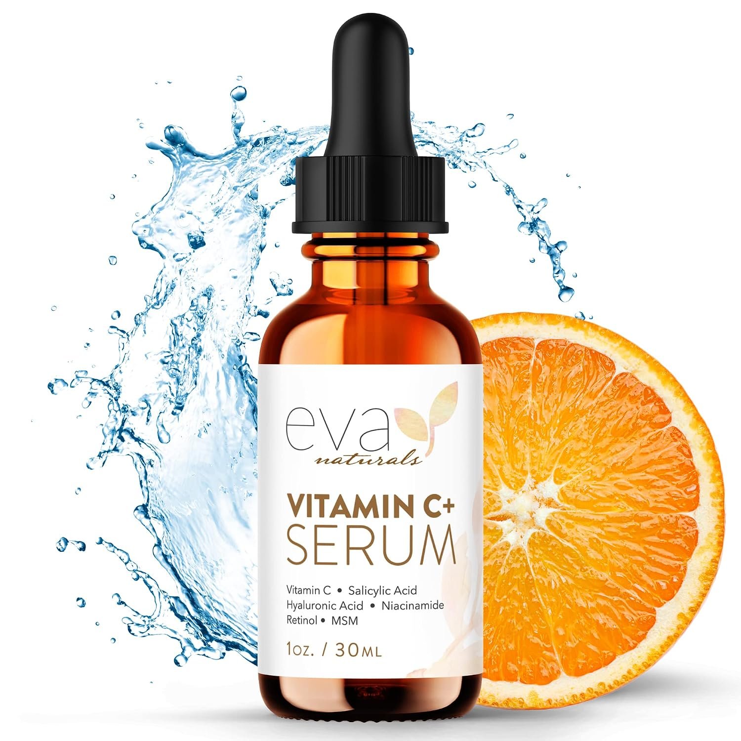 Eva Naturals Vitamin C Serum for Face – Anti Aging Dark Spot Remover & Corrector with Retinol, Hyaluronic Acid, Niacinamide & Salicylic Acid – Brightening, 1 fl oz