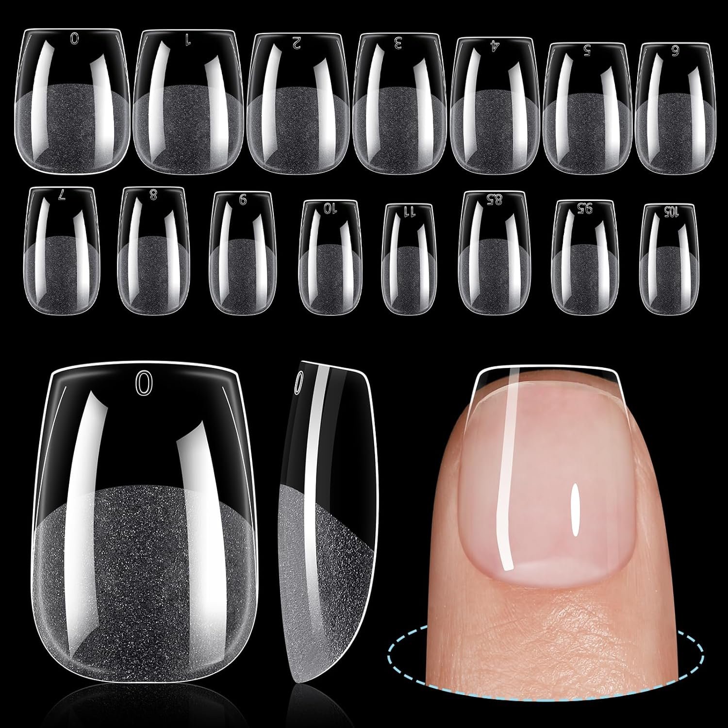 TOMICCA Extra Short Coffin Nail Tips 240Pcs 15 Sizes Full Cover Gel Nails, Soft Acrylic Gel Nail Tips for Nail Extension