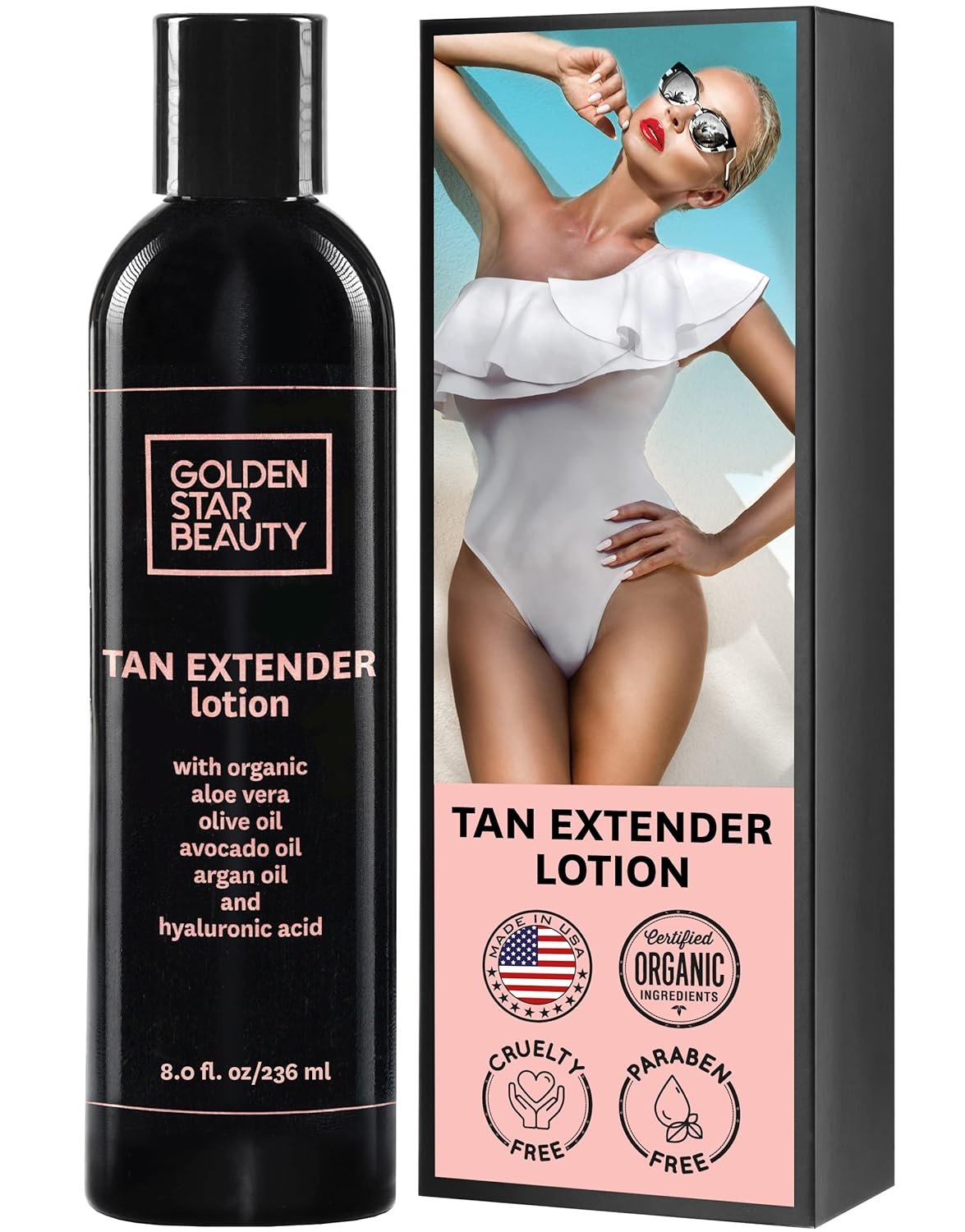Tan Extender Daily Moisturizer – Best After Tanning Lotion w/Organic Oils and Hyaluronic Acid to Extend Your Tan from Sunless Tanner, Spray Tan, Sun or Tanning Bed 8.0 fl.oz.- Booklet included