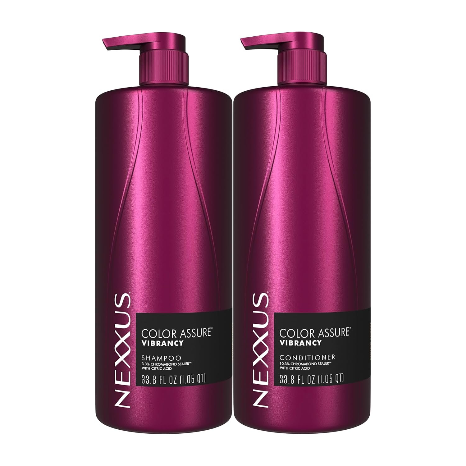 Nexxus Color Assure Color Care 2 Count for Vibrancy Shampoo, Conditioner Color Treated Hair Powered by Chromabond Sealer with Citric Acid 33.8 fl oz