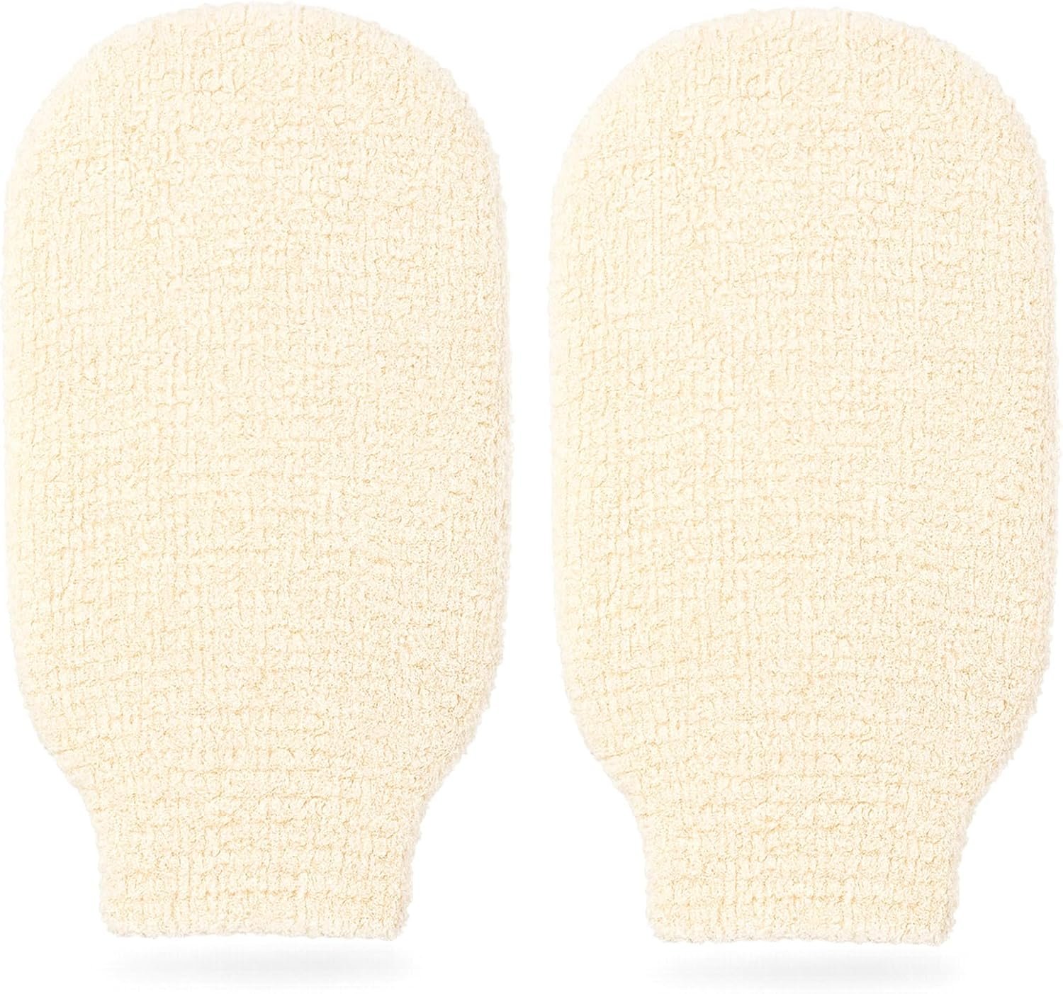 2-Pack Hemp Bath Gloves – Natural Shower Mitts for Body Scrub, Gentle Exfoliating Washcloth Mittens for Men & Women Skincare