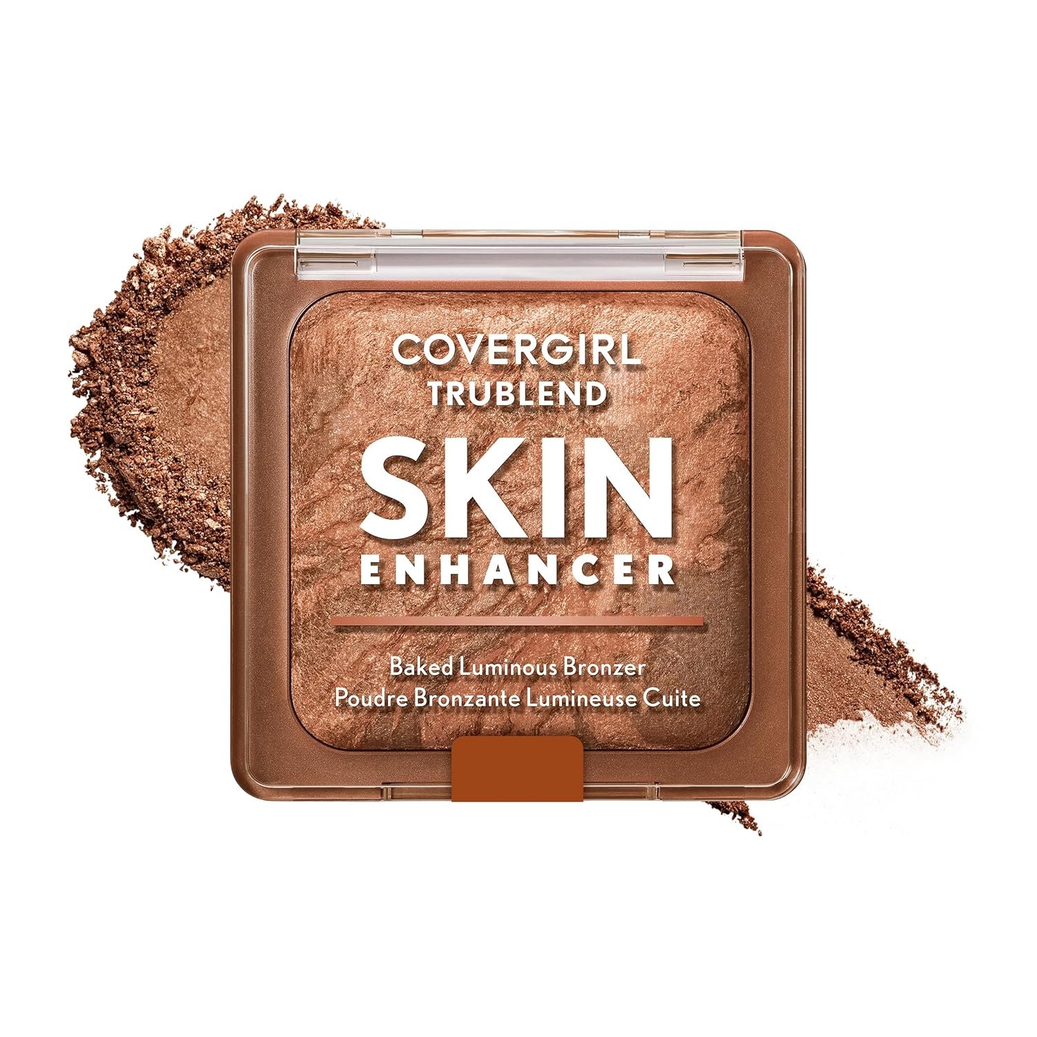 COVERGIRL TruBlend Skin Enhancer Baked Luminous Bronzer, with Hyaluronic Acid & White Rose Extract, Blends Seamlessly – 320 Caramel (Medium Bronze with Copper Swirls)