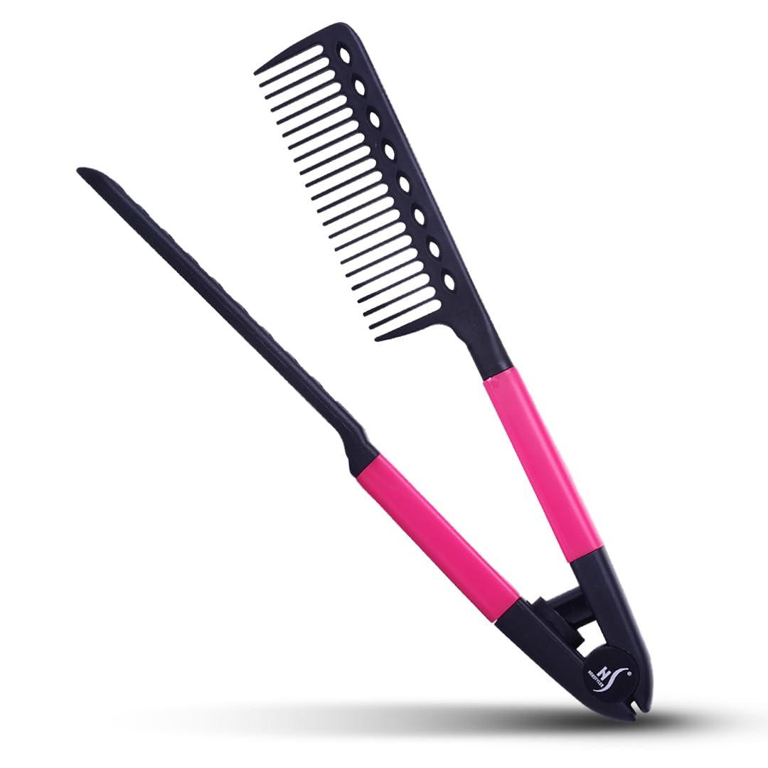 Herstyler Hair Straightening Comb – Straightener Comb for Flat Iron – Makes Styling Easy – Get Straight Hair in Minutes (Pink)