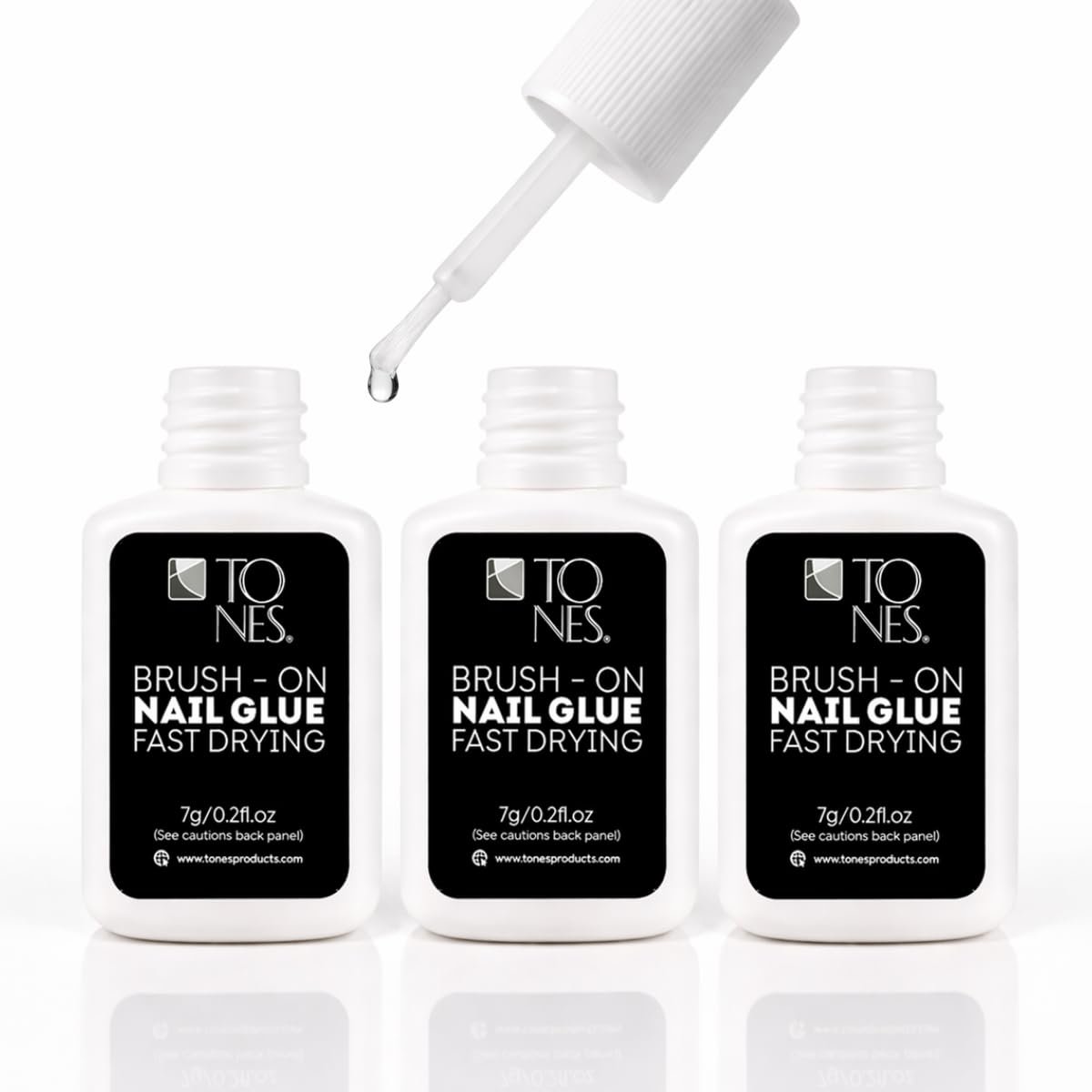 Tones Fast Drying Brush-On Nail Glue for Press on Nails – Professional Adhesive for Long-Lasting Nail Glue Enhancements, Adhesive Bond for False Nails – Strengthener for Nail Tips (3)