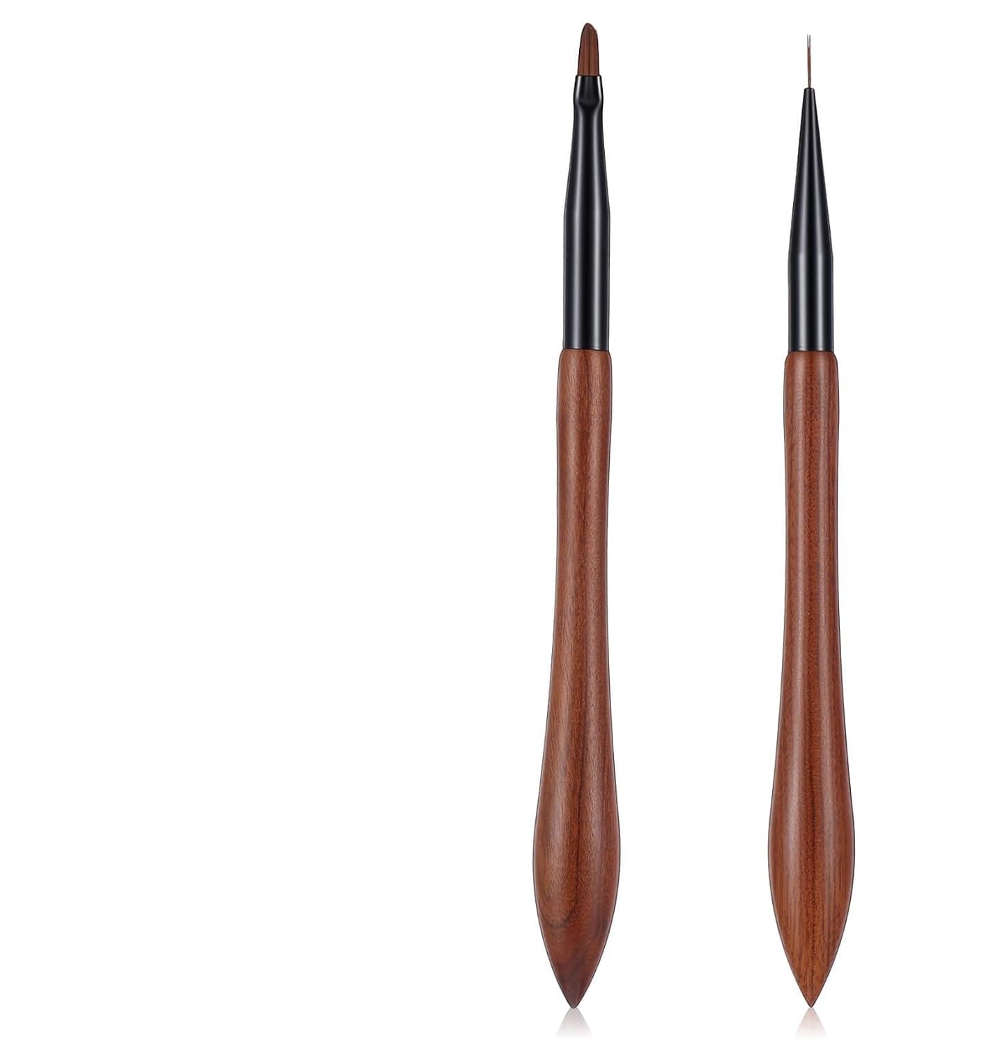 2 Pcs Fine Tip Nail Art Detail Brushes, Precision Liner Brushes for Gel, Acrylic