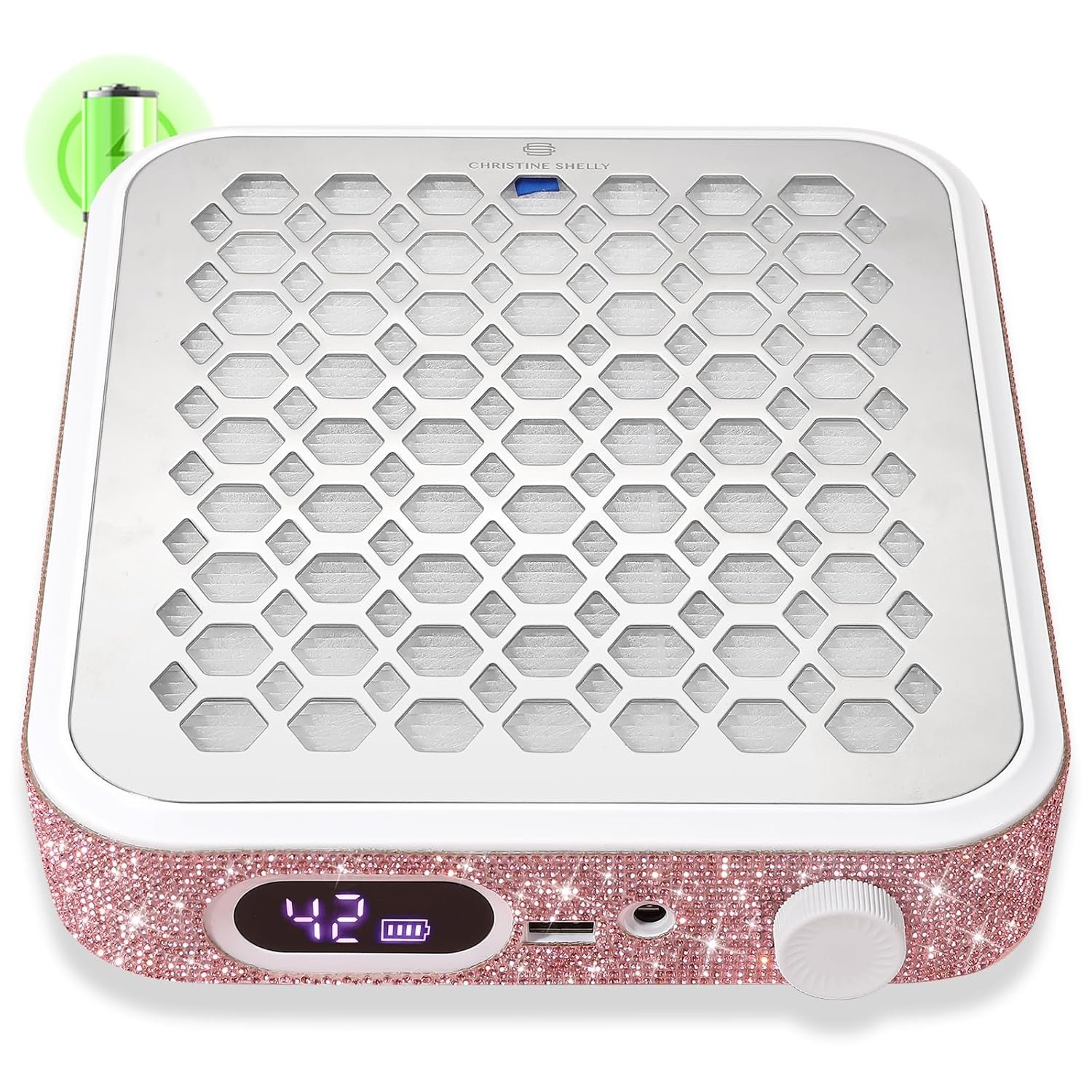 Nail Dust Collector, Rechargeable Dust Collector Nail Tech, Powerful Vacuum Fan Vent Dust Collector Extractor Dust Suction Machine for Acrylic Nails Polishing, Nail Salon&Home, Pink