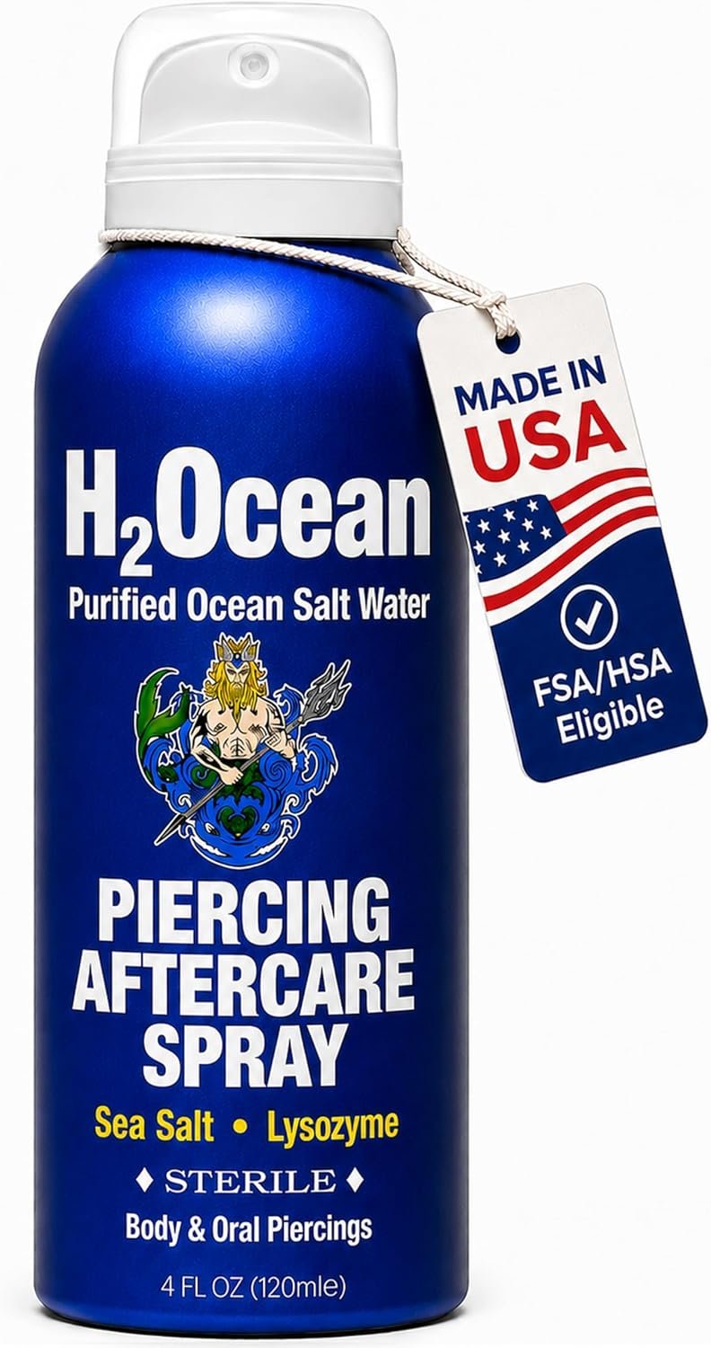 H2Ocean Piercing Aftercare Spray 4oz – Keloid Bump Removal Sea Salt Spray