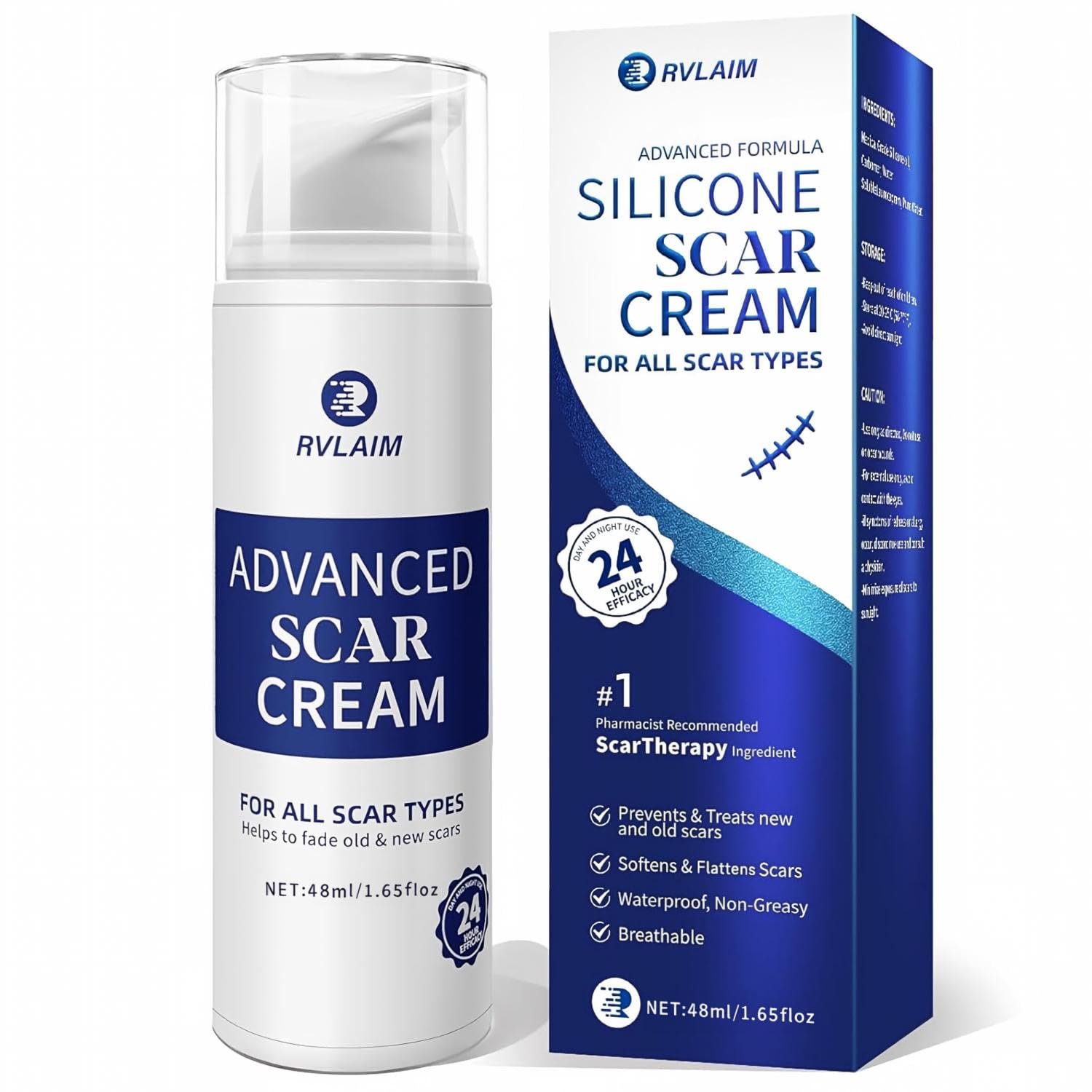 Rvlaim Silicone Scar Cream Scar Gel, Scar Cream for Surgical scars, 1.65 oz