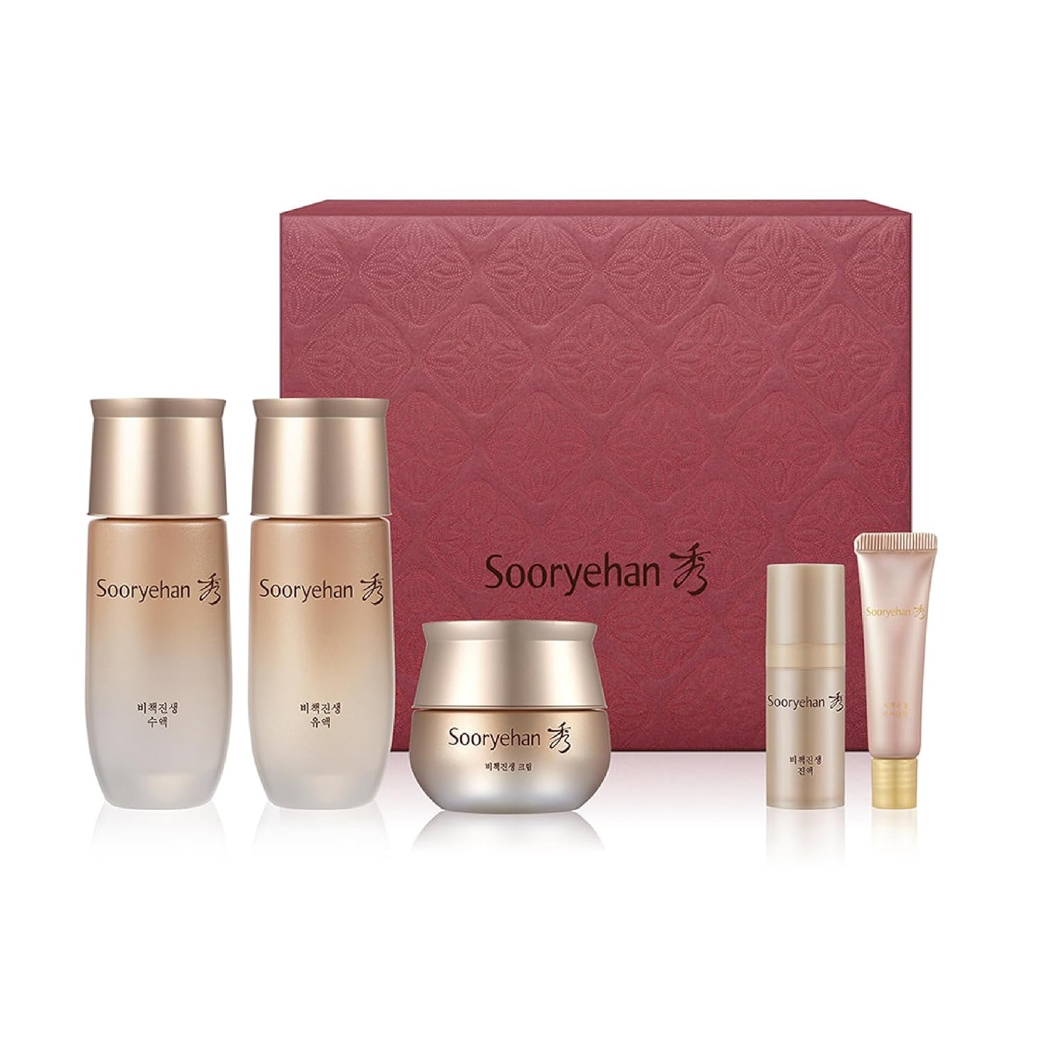Sooryehan Bichaek True-Rejuvenating Korean Hanbang Skincare Gift Set (5-Piece) – Toner, Emulsion Lotion & Cream with Mini Eye Cream and Serum – Anti-Aging, Firming & Elasticity