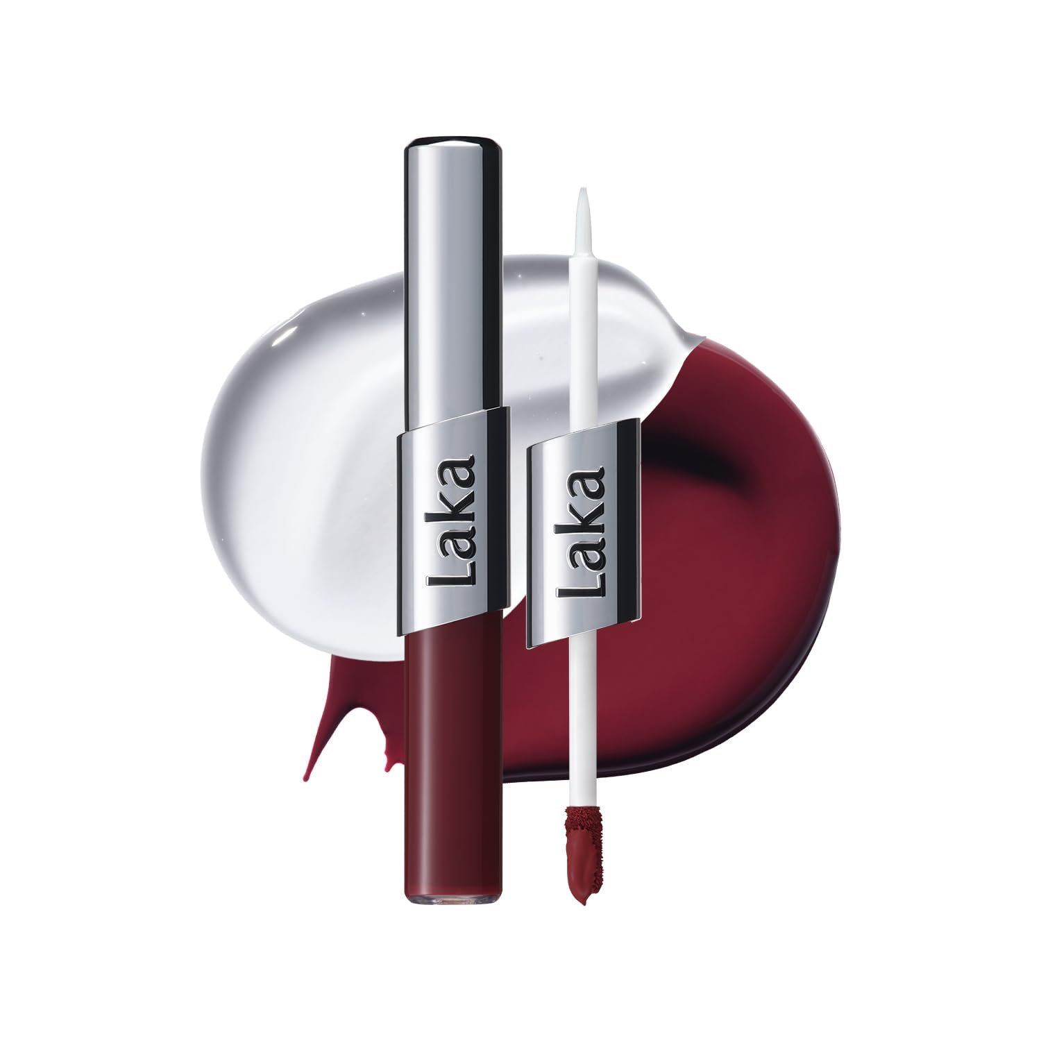 Laka Perfect Twin Lip – Dual-Ended Matte Liquid Lipstick & Clear Gloss | Transfer Proof Color | High Pigmented Lightweight Non-Sticky | Korean Makeup | #910 Boss Cherry (Deep Cherry Burgundy), 0.31oz