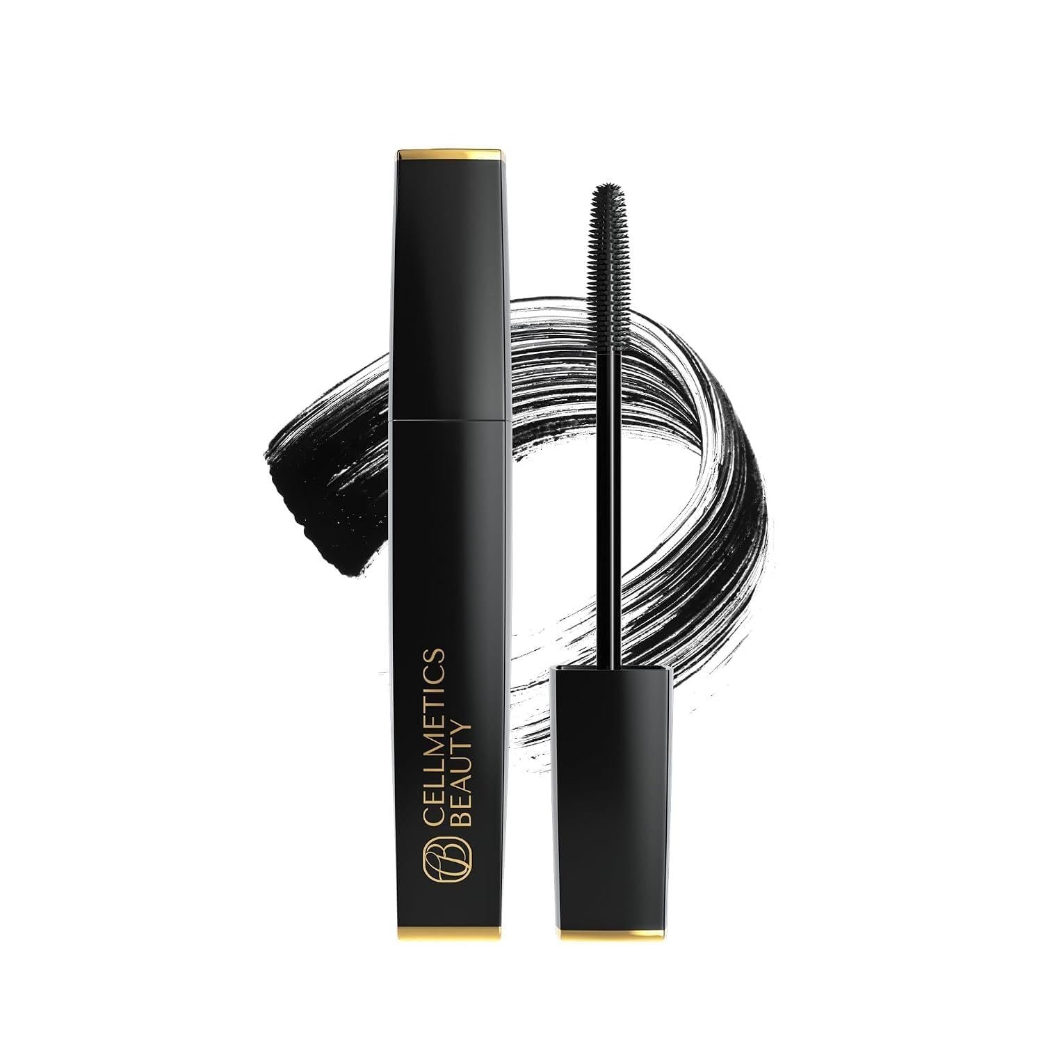 Cellmetics Mascara for Older Women 60 Plus, Volumizing & Lengthening Tubing Mascara with Lash Growth Effect, Hypoallergenic, Smudge-Free and Gentle for Sensitive Eyes (Black, New Formula)